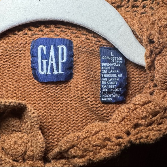 Vintage Gap Cardigan Sweater Women Lg Brown‎ Grandma Chunky Knit Collar - Picture 5 of 7